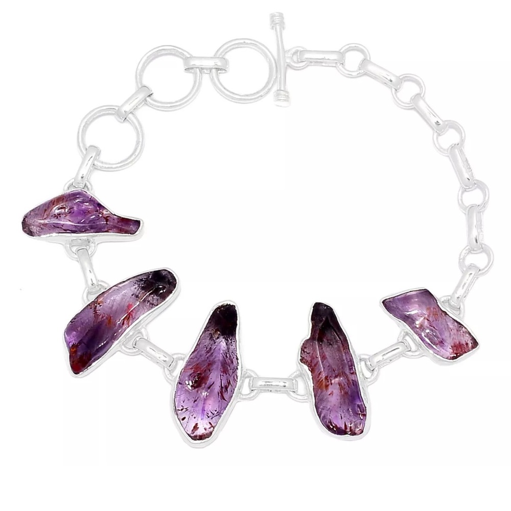 Beautiful high vibration super seven Cacoxenite Sterling silver bracelet